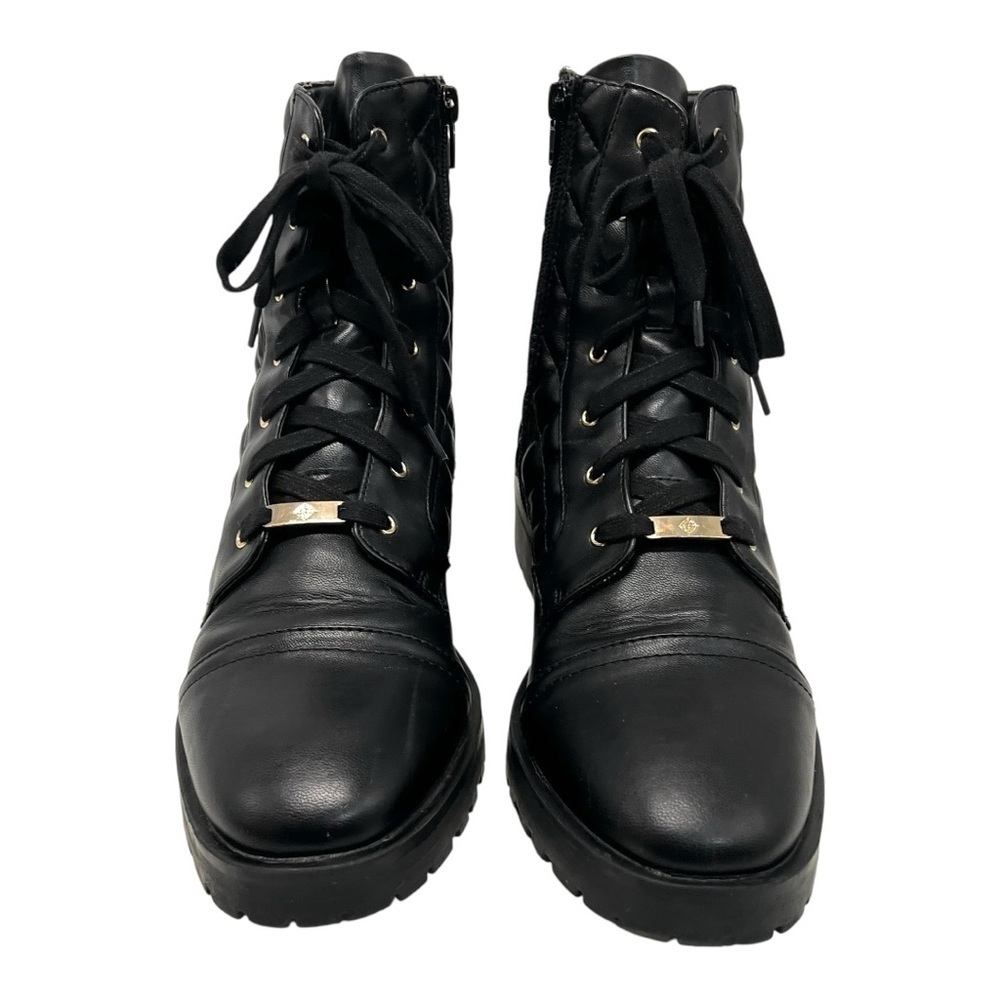 Nanette Lepore Idalia Black Quilted Combat Boots Lugg Sole Women’s 10 - Picture 3 of 14